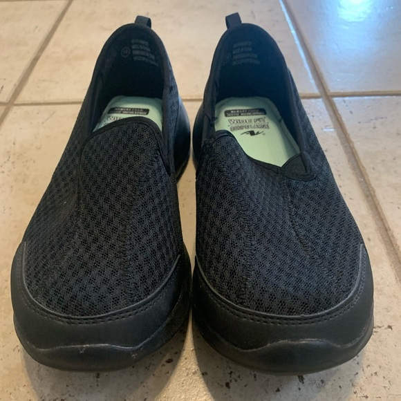 Womens Black Slip-On Wide Fit Shoes – Memory Foam Comfort, Size 10W - Picture 6 of 9